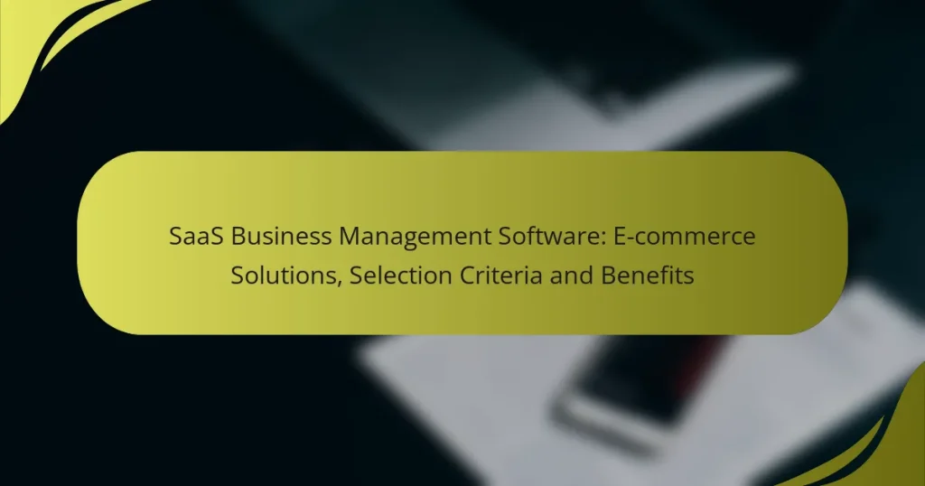 SaaS Business Management Software: E-commerce Solutions, Selection Criteria and Benefits