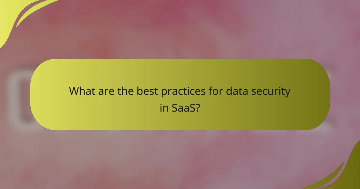 What are the best practices for data security in SaaS?