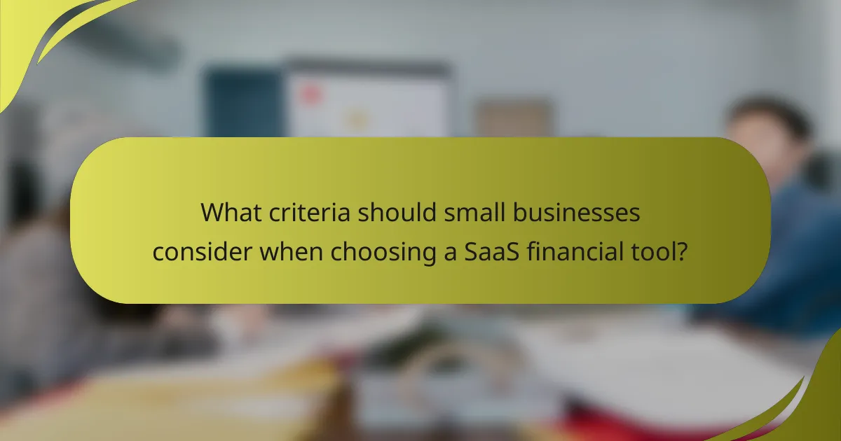What criteria should small businesses consider when choosing a SaaS financial tool?